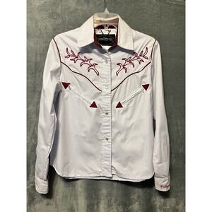 Pedigree Western Shirt S Cowgirl Pearl Snap Embroidered Rodeo Rockabilly Boho